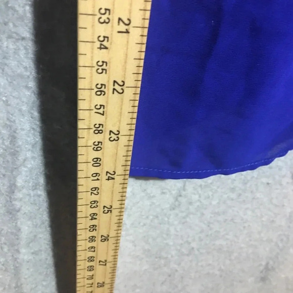 Womens Sage Dress V Neck Embroidery Royal Blue Formal Flowy Dress Slit Sleeve - Picture 3 of 6